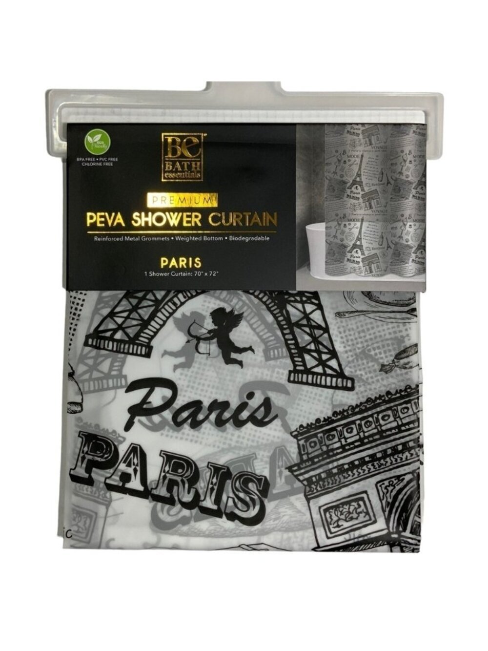Paris Eiffel Tower French Shower Curtain Parisian Decor Black White 70 X 72 in